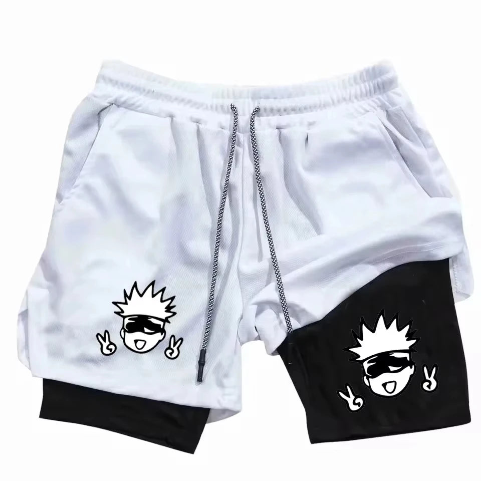 Double-Cover Sports Shorts Physical Training Men's Sportswear Bodybuilding Sho Anime Jujutsu Kaisen Gym Performance