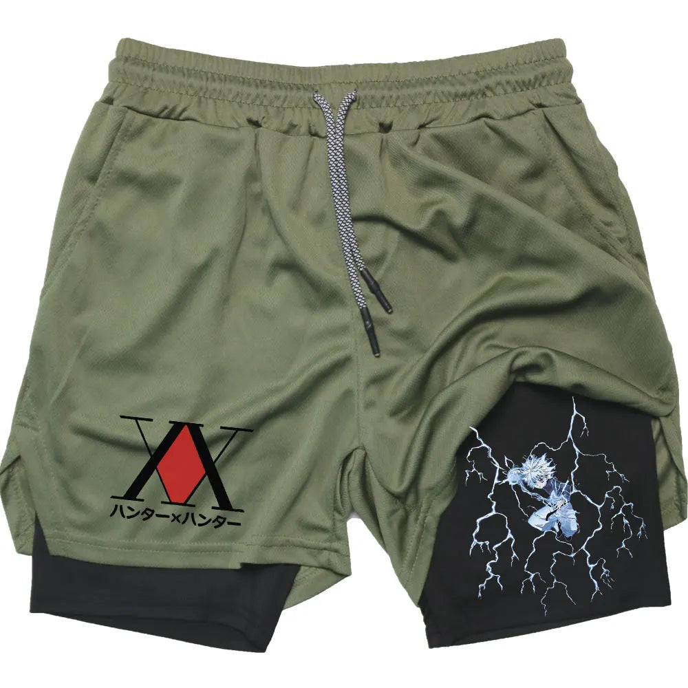 Anime Hunter X Performance Shorts Quick Dry Athletics Running Workout GYM Breathable Summer Compression