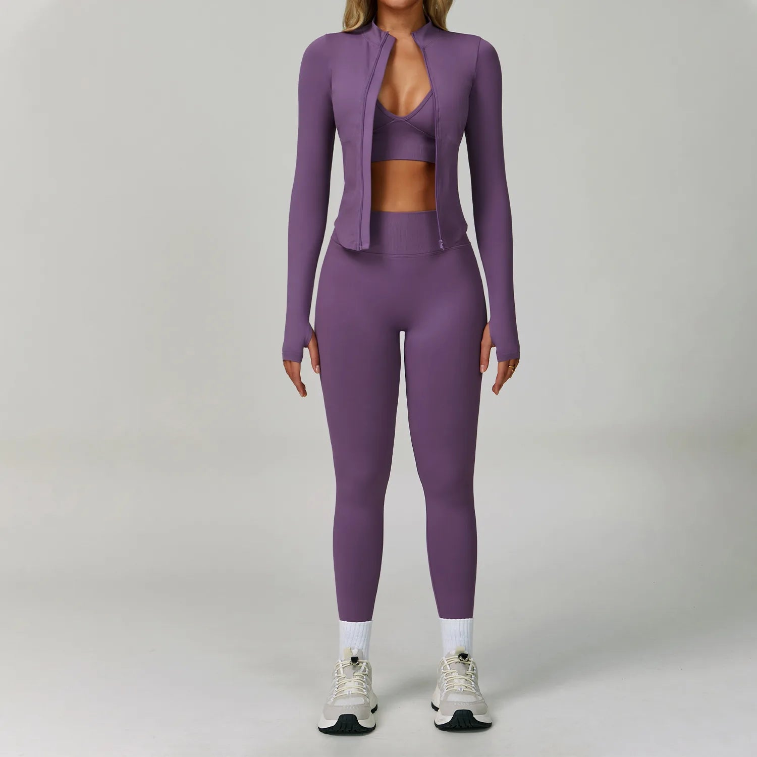 2/3PCS Seamless Yoga Set Gym Workout Suits Athletic Wear Women Legging Fitness Bra Crop Top Long Sleeve Sports Suits Sportswear - ATFH