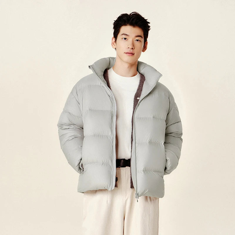 Semir Down Jacket Men Winter Three-proof Windproof Waterproof Stain Resistant Thick Stand Collar Puffer Coat Lightweight Warm
