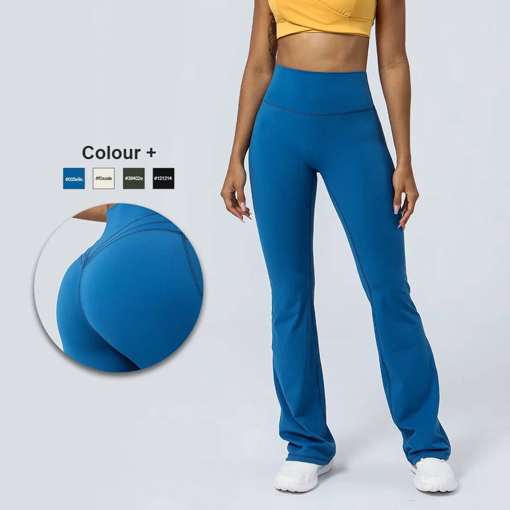 Women Yoga Flare Leggings High Waist Dance Pilates Fitness Gym Buttock Lifting Workout Wide-Leg Pants Outdoor Train Sport Tights ATFH