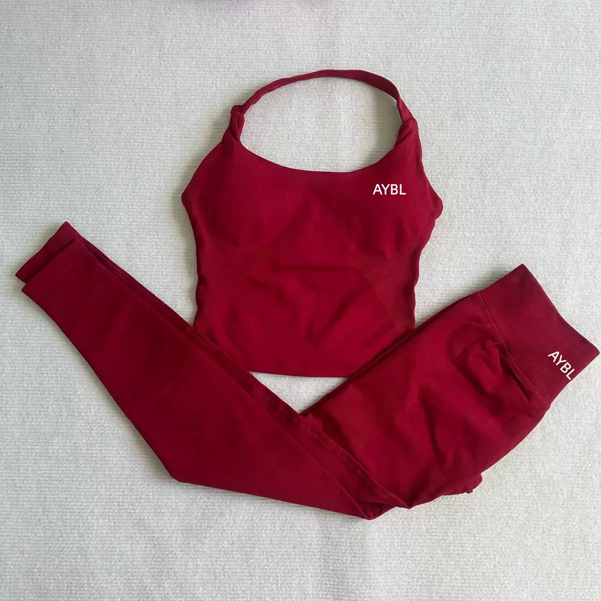 Impact Halter Top Impact Leggings for Women Seamless Sports Yoga Pants Low Ribbed Band Gym clothes Fitness Workout Clothes - ATFH