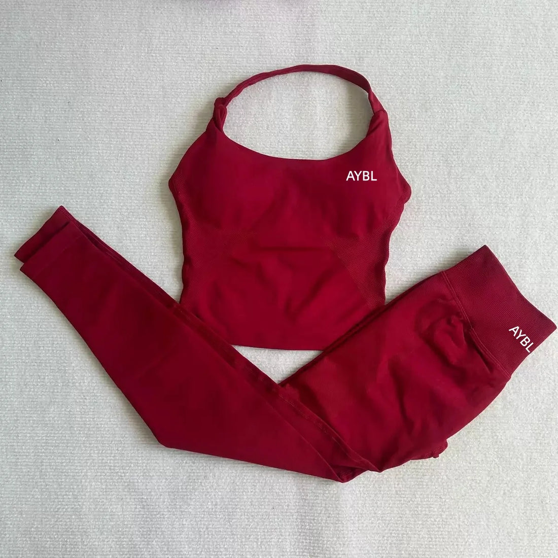 Impact Halter Top Impact Leggings for Women Seamless Sports Yoga Pants Low Ribbed Band Gym clothes Fitness Workout Clothes - ATFH