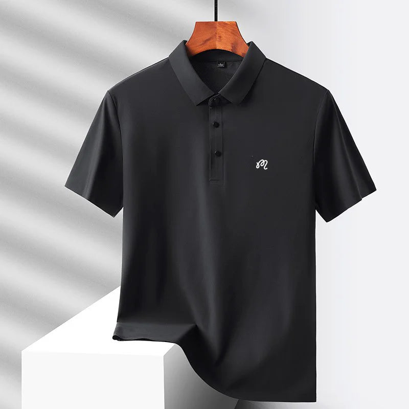 Golf printed short sleeved men's brand polo shirt ice silk seamless top summer new comfortable breathable casual lapel T-shirt