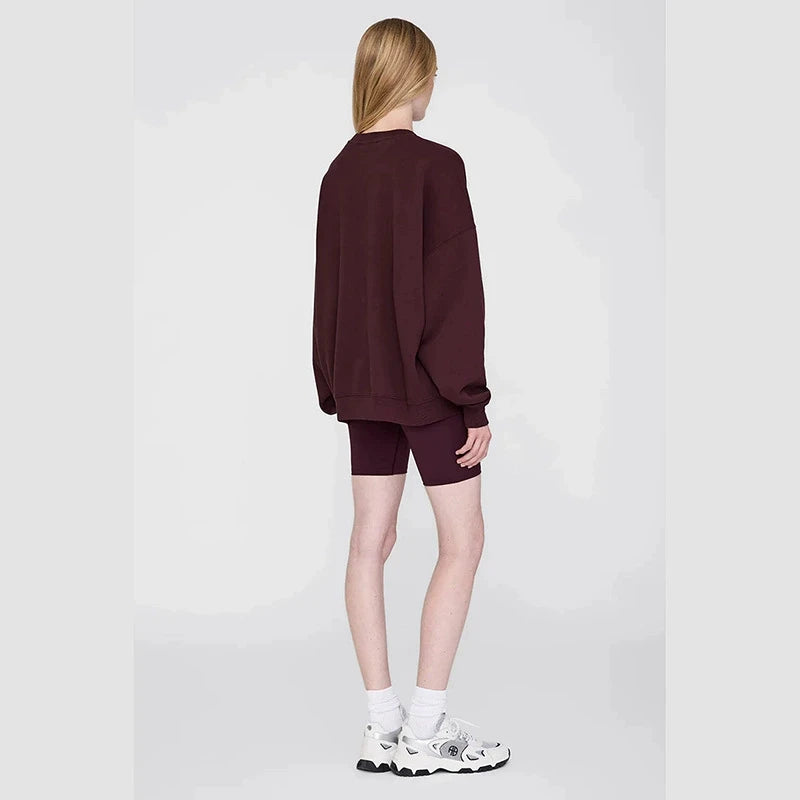 Autumn and Winter AB hand cranked special embroidery fleece loose women's round neck sweatshirt - ATFH
