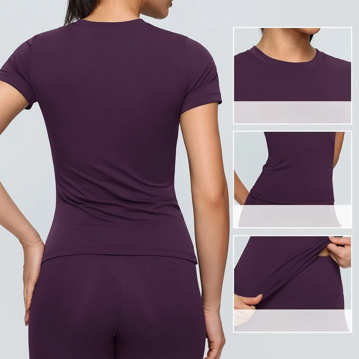 2026 Women Training Sports Tops Quick Dry Breathable Tank Top Fitness Running Short Sleeve Yoga Top Gym Workout Sports T-Shirt - ATFH