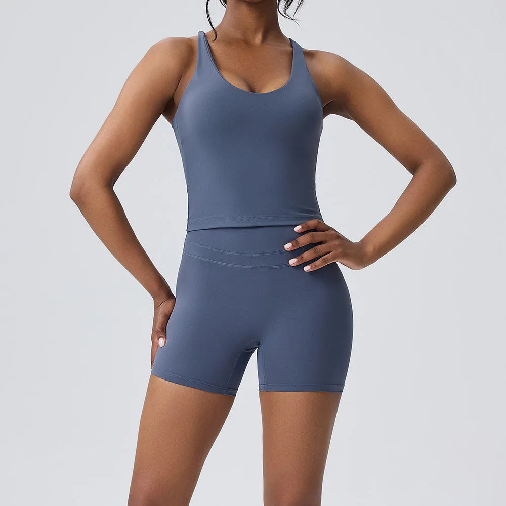 BIANHUI Women's Two Pieces Set Women Bra Shorts High Waist Quick Dry Running Fitness Sports Women's Tracksuit Female Clothing - ATFH