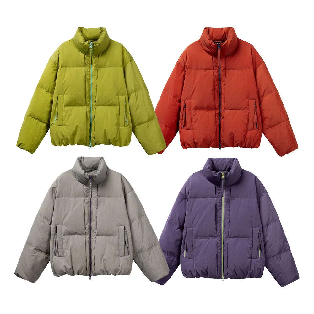 MWJLPWQ Stand Collar Down Jacket Men's Winter Thickened Trendy High Street Vibe Design Double Zipper Unisex Coat Tide 13671 ATFH