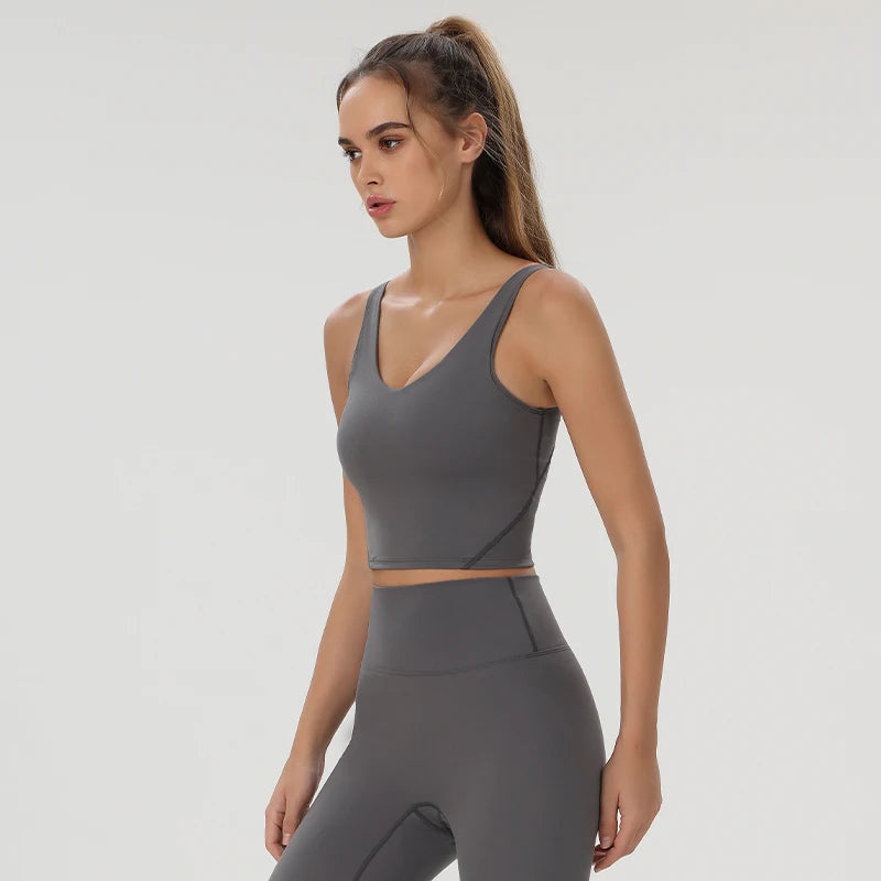 Women Yoga Vest Workout Pilates Activewear Tops Running Gym Pretty Workout Clothes Sports Bras Active Wear Female Camisole Bra - ATFH