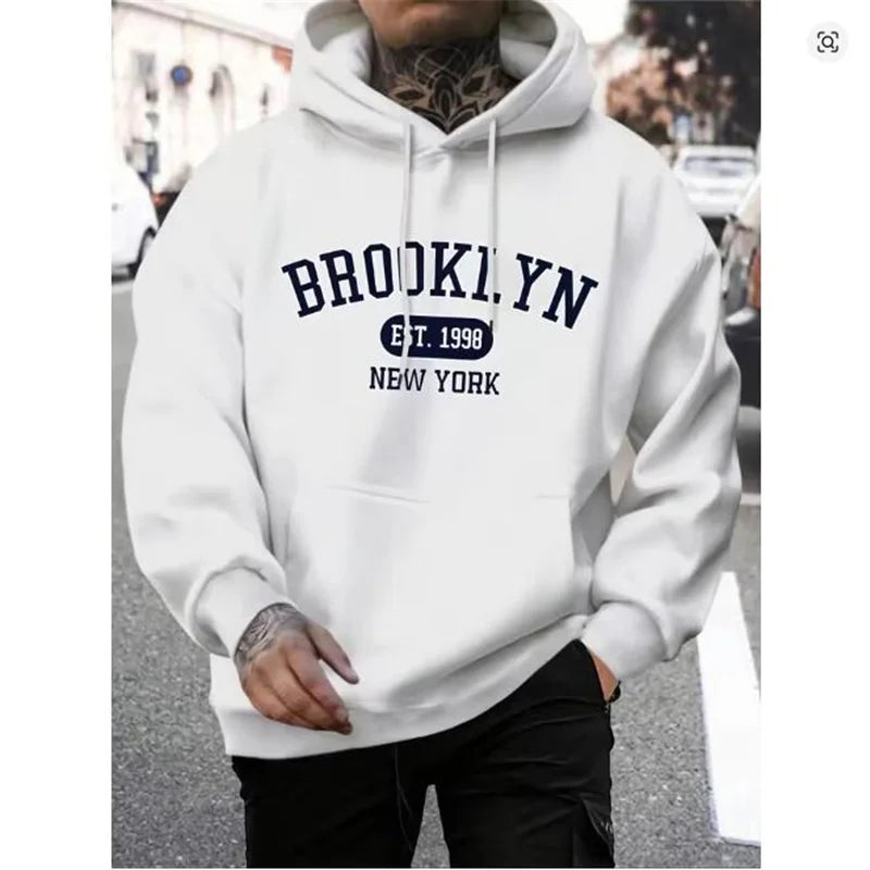 Brooklyn Est 1998 New York Printing Men Hoodies Harajuku Crewneck Hoodie Fashion Oversize Hoody Autumn Comfortable Tracksuit