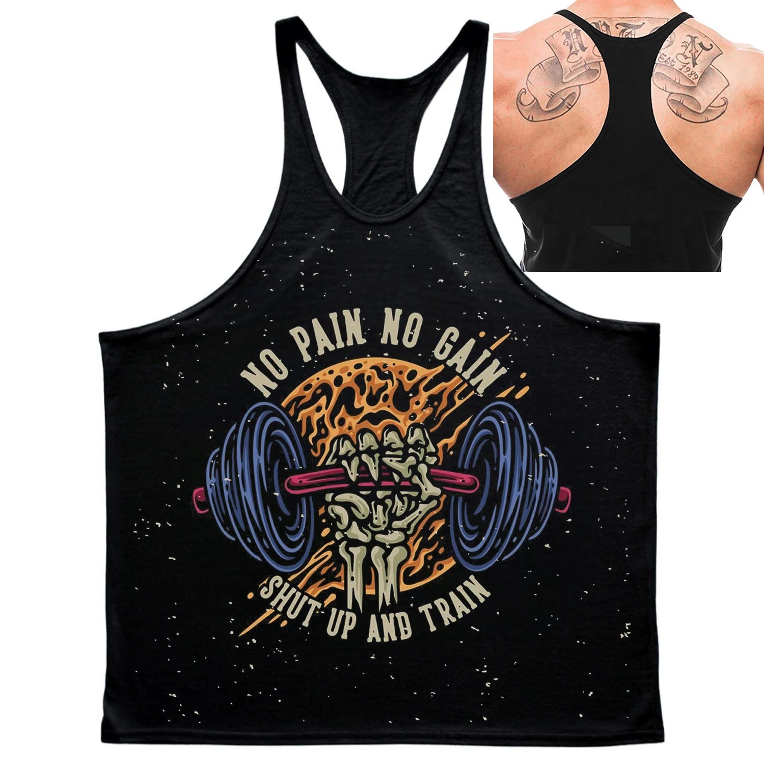 Men's Gym Stringer Tank Tops "No Pain No Gain" "Excuses Don't Build Muscles" Slogans Bodybuilding Harajuku Y2k Sleeveless Shirts