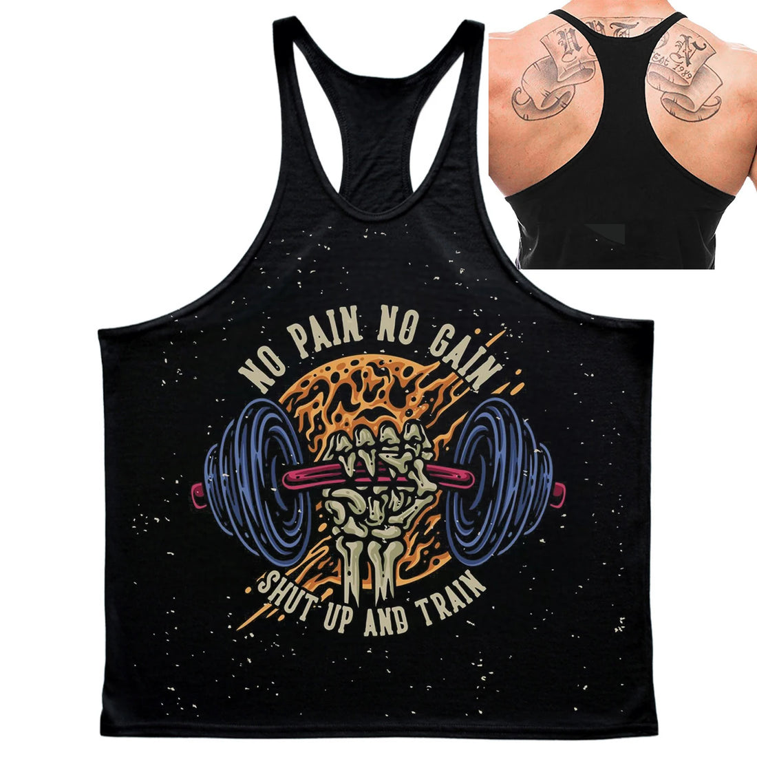 Men's Gym Stringer Tank Tops "No Pain No Gain" "Excuses Don't Build Muscles" Slogans Bodybuilding Harajuku Y2k Sleeveless Shirts
