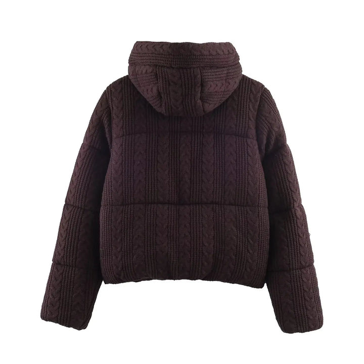 AOMO Women Oversize Thick Knitted Coat 2026 Winter Female Warm Hood Overcoat 6X390-1 ATFH