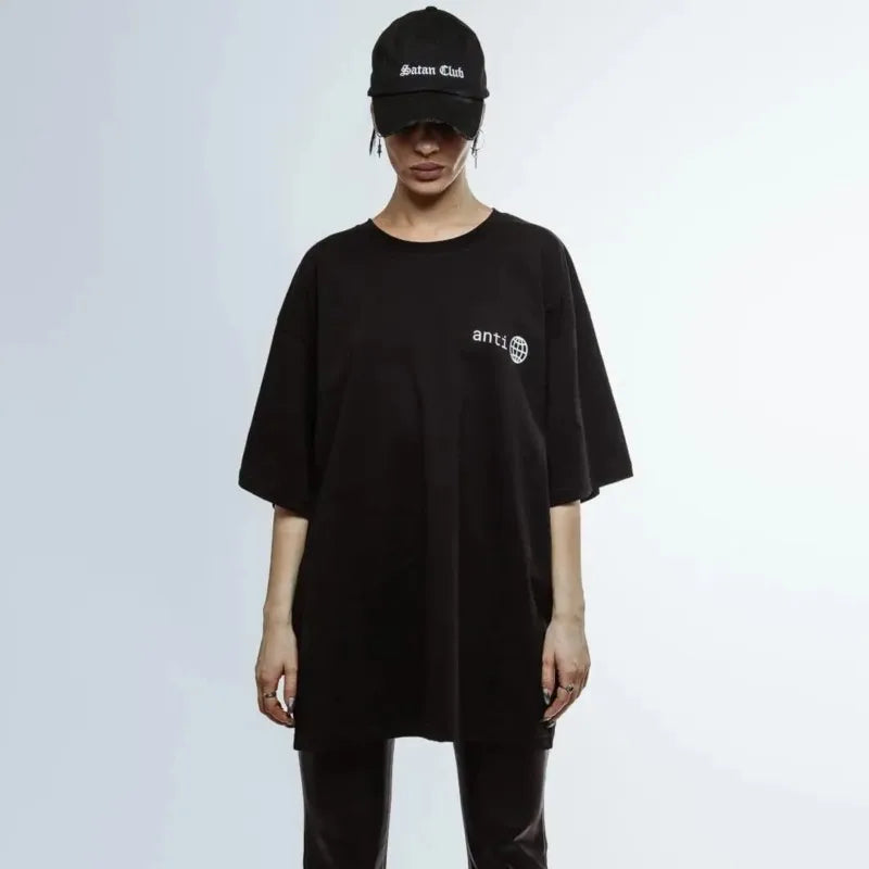 Harajuku Men's T-Shirt Y2k Black Style Letter Print Tshirt Fashion Oversized Tops Gothic Graphic Tees Summer Streetwear Clothing - ATFH