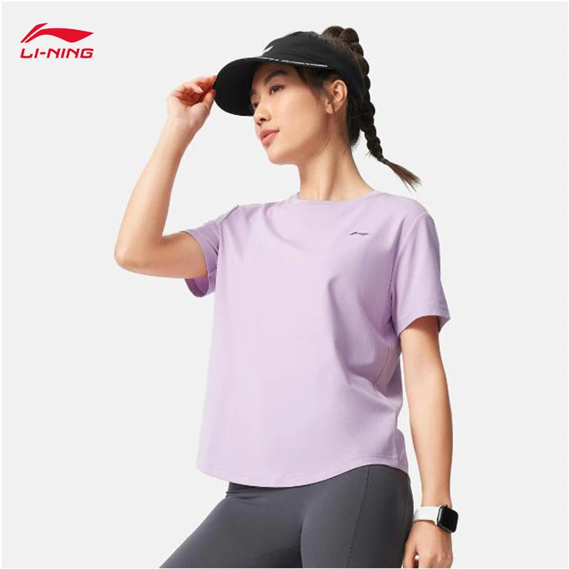 LI-NING Fitness series Women's ice comfortable loose short sleeved T-shirt Sports Tee Tops ATSV044 - ATFH