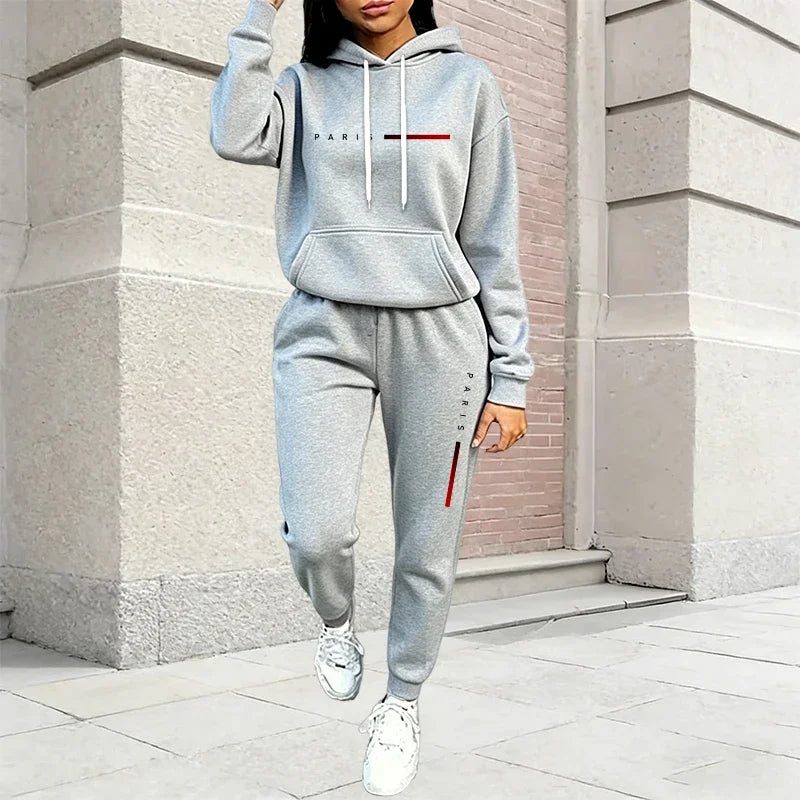 Hot Sales Women's Outfits Casual Hooded Sweatshirts Trousers 2 Pcs Suit Sports Jogging Clothes Autumn Winter Woman Pants Sets