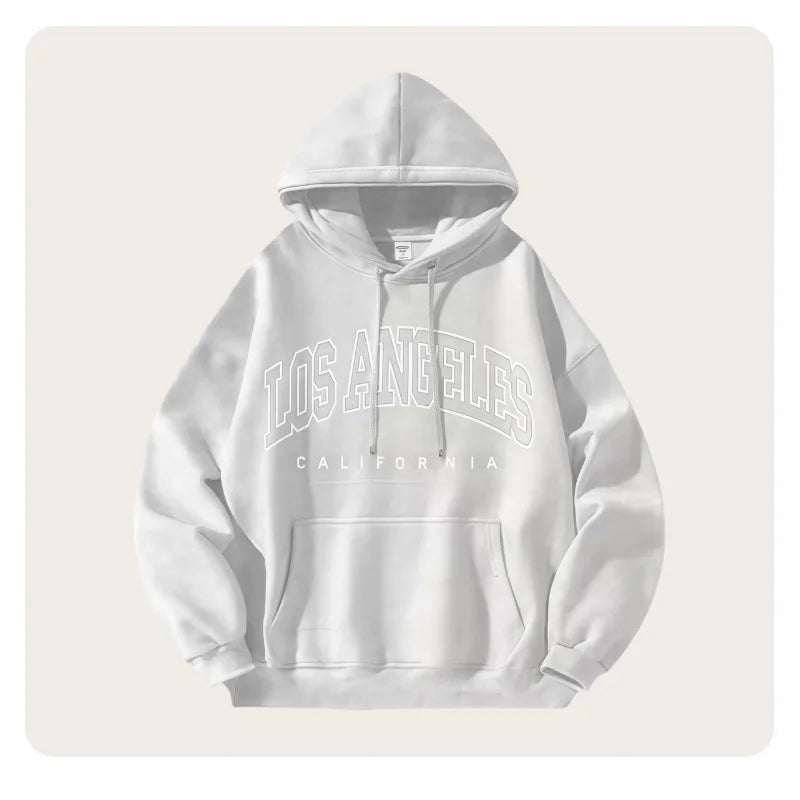 American Fashion Trend Unisex Autumn and Winter Fleece-Lined Thick Oversized American-Style Printed Jacket Loose Casual Street Style Hooded Sweatshirt - ATFH