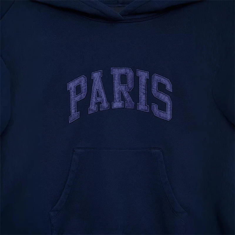 New 2026 Autumn Winter North American Niche Classic Letter Front Felt Patch Embroidered Fleece Women's Fleece Hoodie Sweatshirts - ATFH