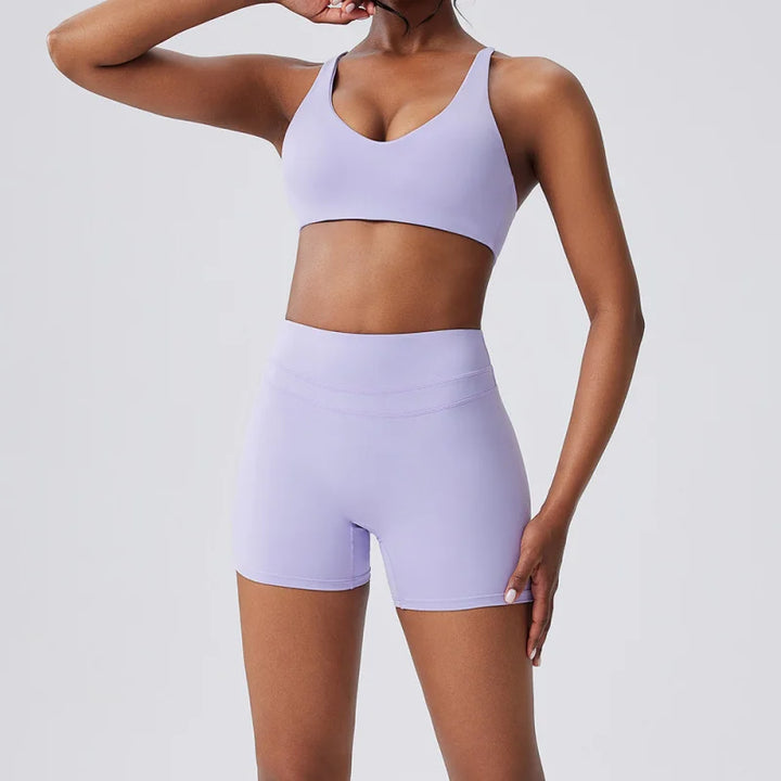 BIANHUI Women's Two Pieces Set Women Bra Shorts High Waist Quick Dry Running Fitness Sports Women's Tracksuit Female Clothing - ATFH