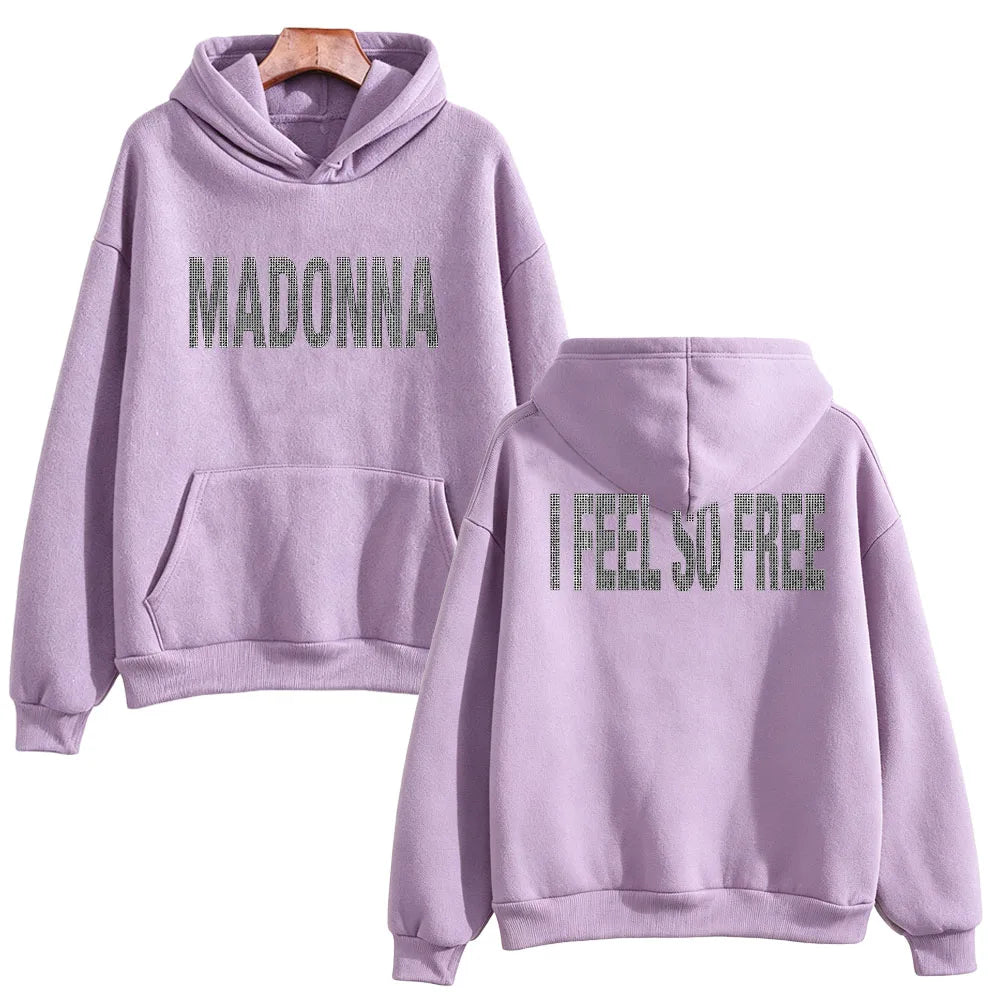 I Feel So Free Hoodie Graphic Printed Hoodie Madonna Merch Vintage Style Sweatshirts Women Men with Hooded Loose Casual Pullover