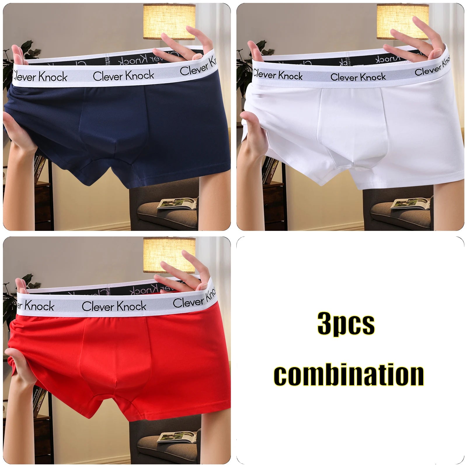 3Pcs Underwear Men's Boxer Shorts Sexy Panties Cotton Boxers Man Underpants Male Shorts Homme U Convex Lingerie Wholesale Lots