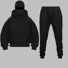 Balaclava Men Zip Hoodie Winter Warm Casual Sweatshirt Y2K with Hooded Face Mask Zipper Design Sports Jacket Outdoor Activities - ATFH