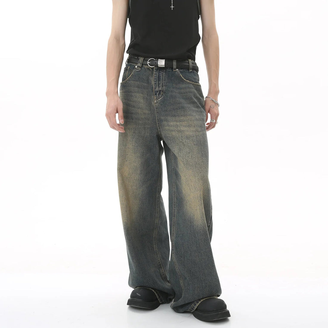 New Men's Baggy Straight Leg Wide Leg Jeans Male Fashion Vintage Wash Casual Denim Pants Youth Popular Brand Streetwear Trousers ATFH