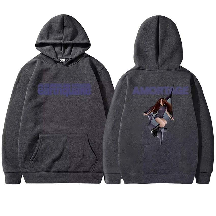New in Jisoo Earthquake Hoodies Men women Vintage 2026 New Song Double Sided print Sweatshirt Unisex Fleece Long sleeve pullover - ATFH