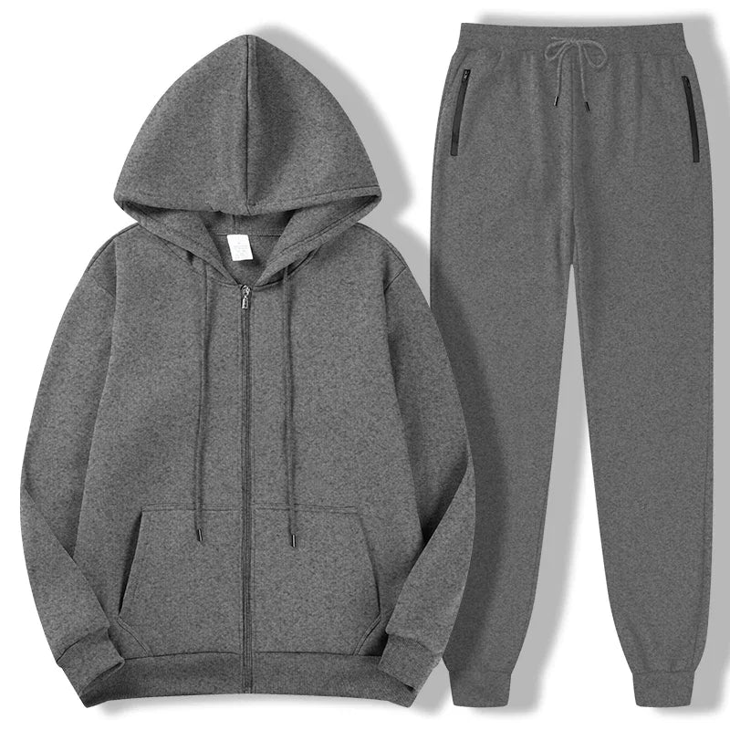 2025 Newest Men's Autumn Winter Collection Zip Hooded Sweatshirt and Trouser Two Piece Tracksuits - ATFH