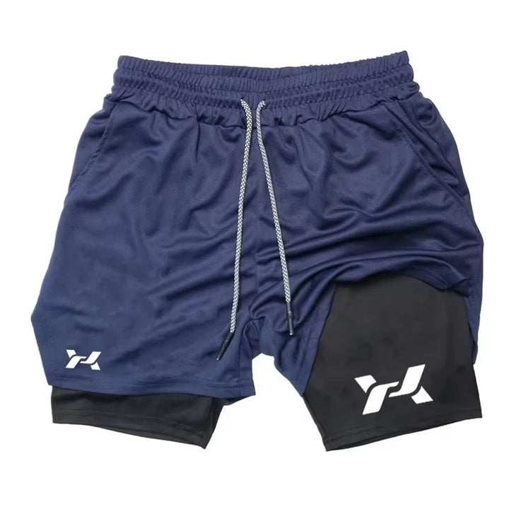 2026Men's Two-in-one Sports Shorts Breathable Casual Quick-drying Double-layer Shorts Running Sportswear Bottoms ZY00197