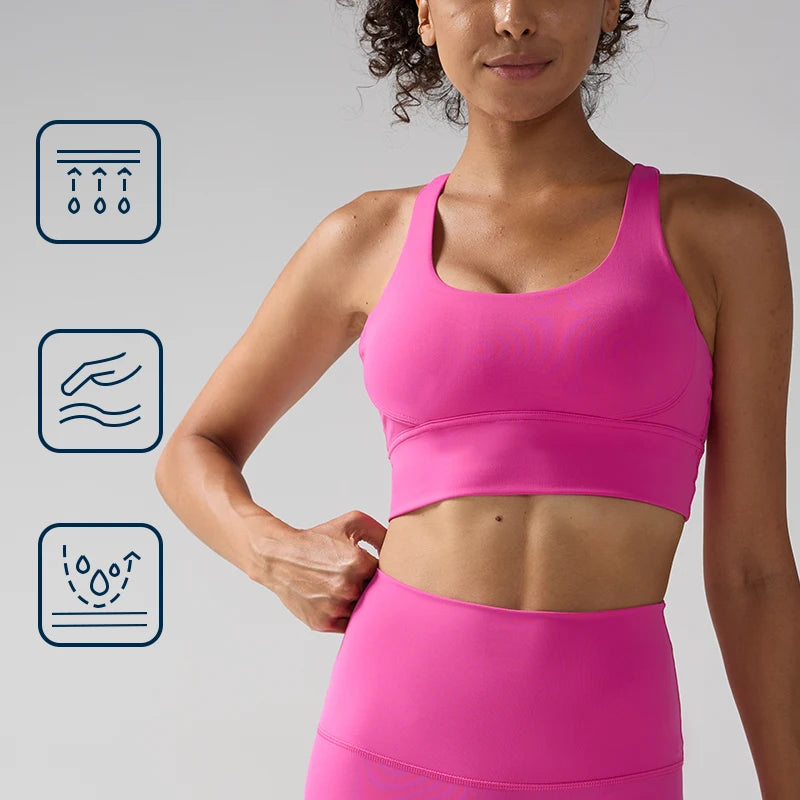 Solid Color Women Women Fitness Yoga Bras Race Back Sports Bras Nylon Top Women Bra Sexy Breathable Underwear For Women Gym - ATFH