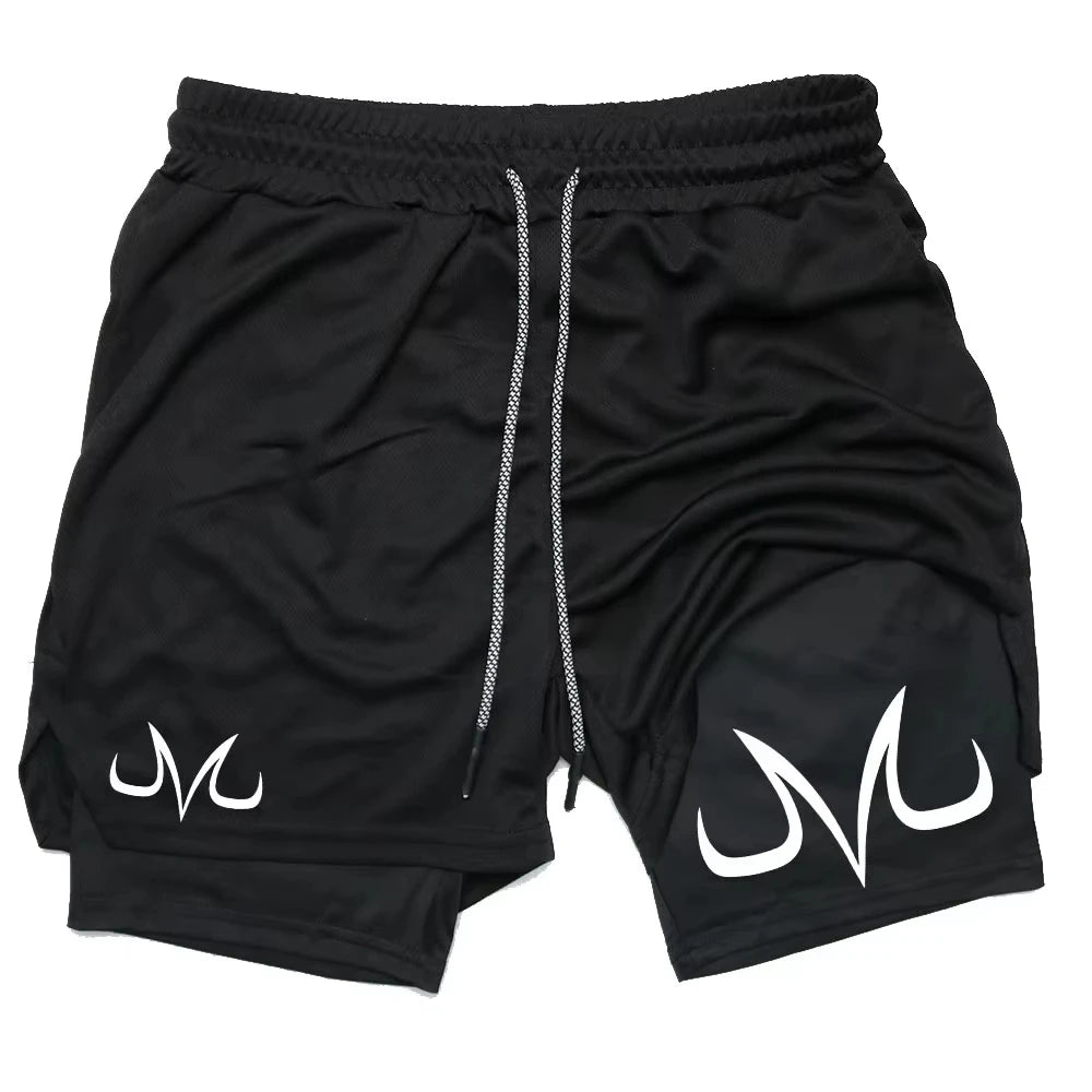 Toji Anime Printed Men's GYM Casual Sports Shorts 2-in-1 Mesh Workout Running Short Pants