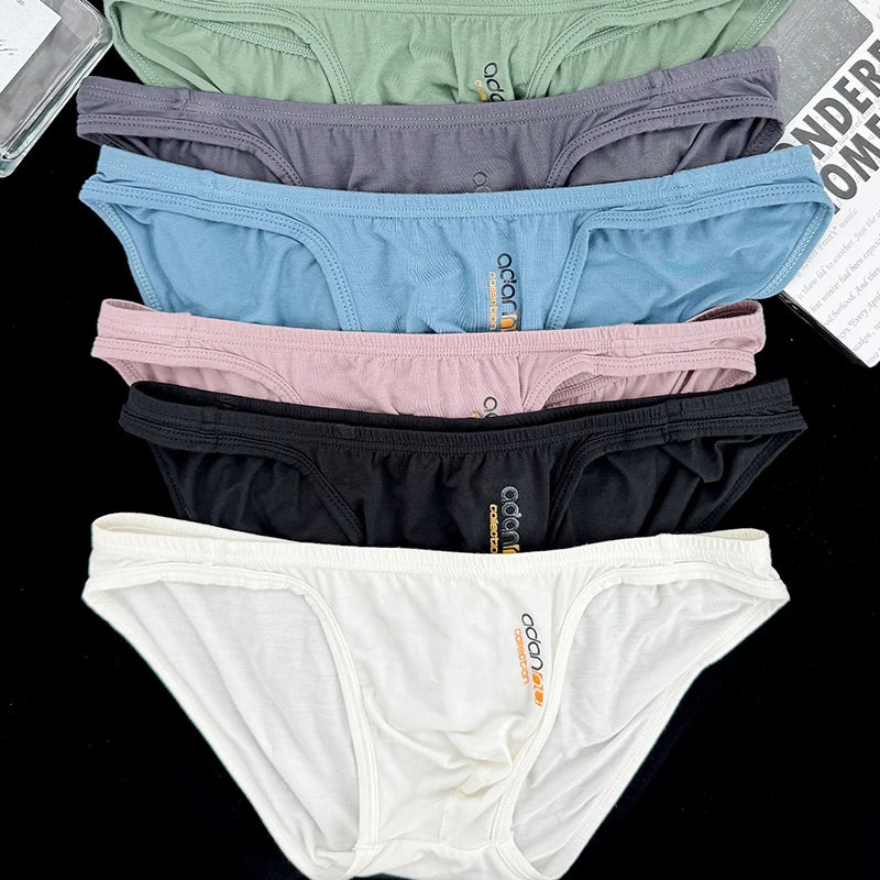 1/6Pcs Modal Sexy Mens Underwear Briefs Breathable Print Men's Panties Men Brief Bikini Underpants Sissy Large Crotch Man Trunks