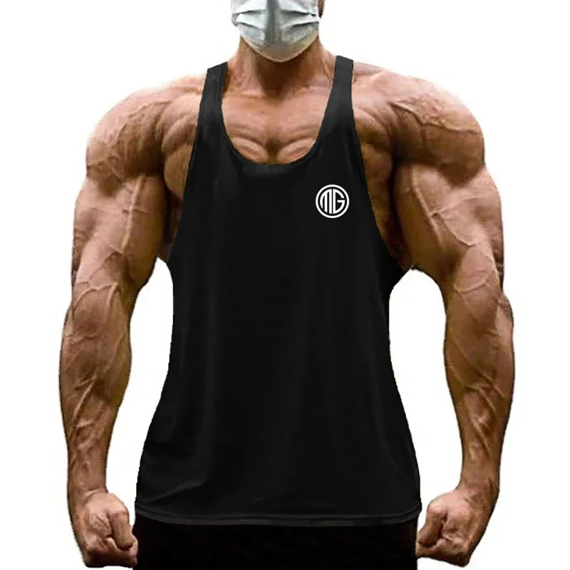 Men's Bodybuilding Muscle Tank Tops Gym Workout Stringer Fitness T-Shirt Cotton Breathable Undershirt Casual Sleeveless Vests