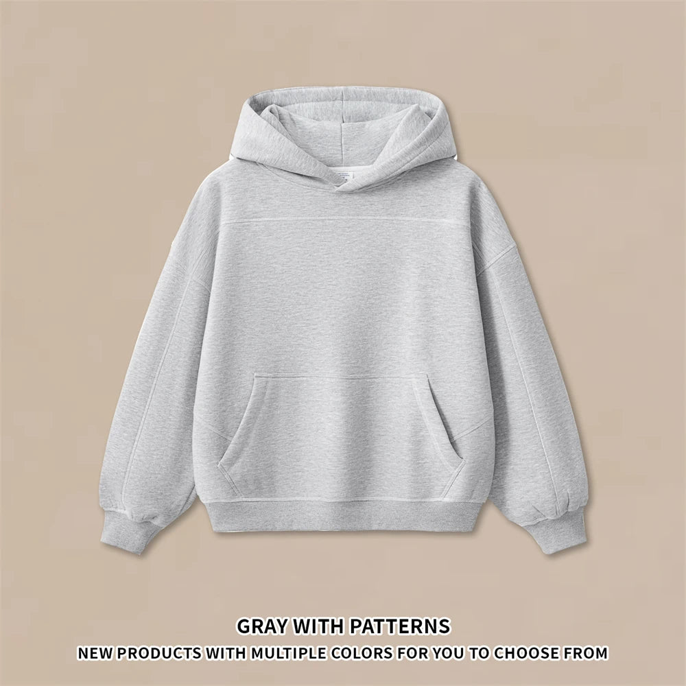 ZODF Trendy Men 350gsm Fleece Loose Boxy Fit Hooded Hoodie Unisex Hip Hop Solid Warm Pullovers Coat For Winter HY0032 - ATFH
