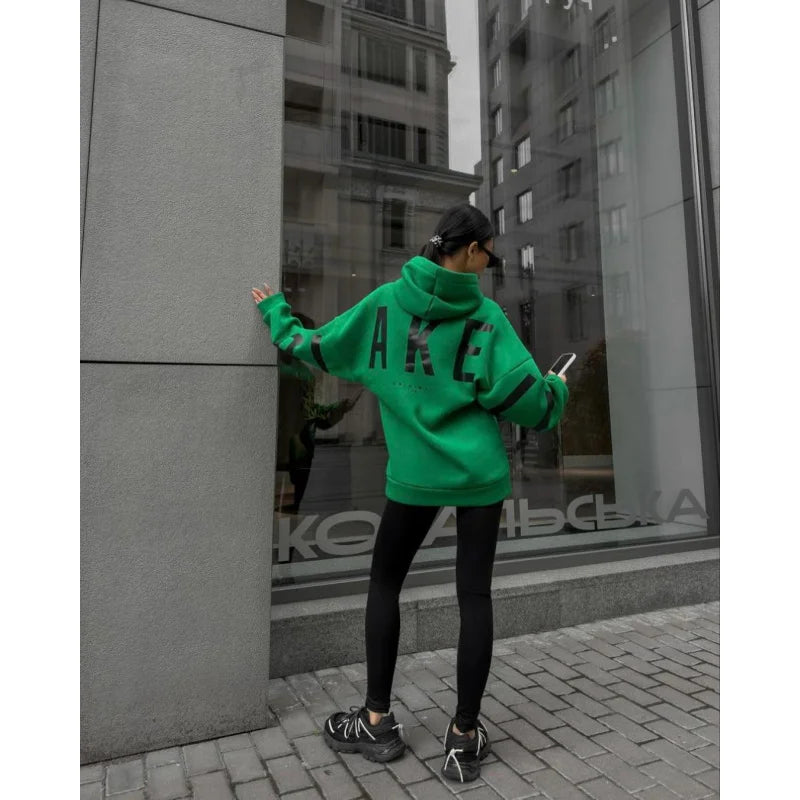 Y2K New in Hoodies & Sweatshirts Winter Fashion Printed Thickened Versatile Long Sleeve Baggy Hoodies Woman Clothing - ATFH