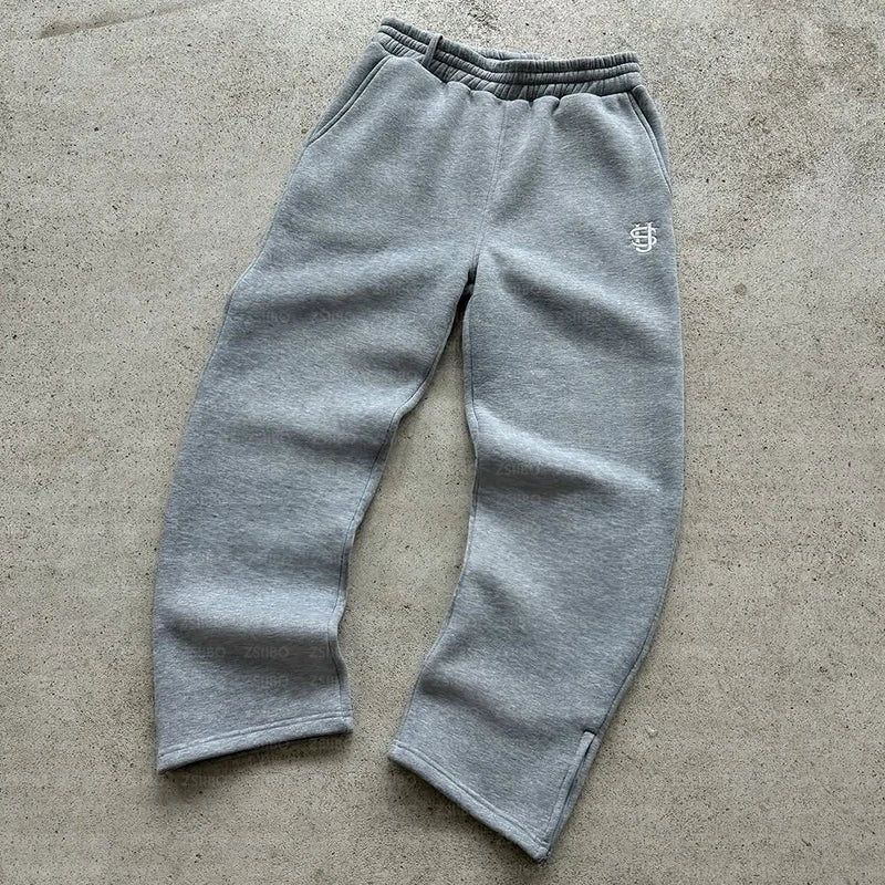 Men Sweatpants Y2k Vintage Loose Straight Pant Straight Pants Leg Zipper Embroidery Hip Hop Harajuku Casual Street Dance Trouser