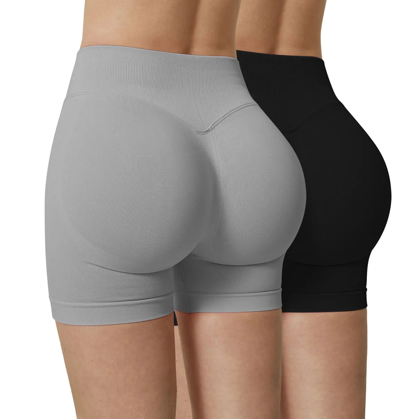 CZGUKE-2PCSWomen Seamless High Waist Scrunch Butt Shorts 2 Pack Elastic Tummy Control Gym Workout Running Athletic Sports Shorts
