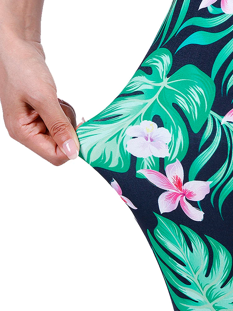 CUHAKCI Fashion Women Leggings Beautiful Leaf Floral Printing High Waist Jeggings Stretch Pant Sexy Hot Sale Clothing Mujer - ATFH