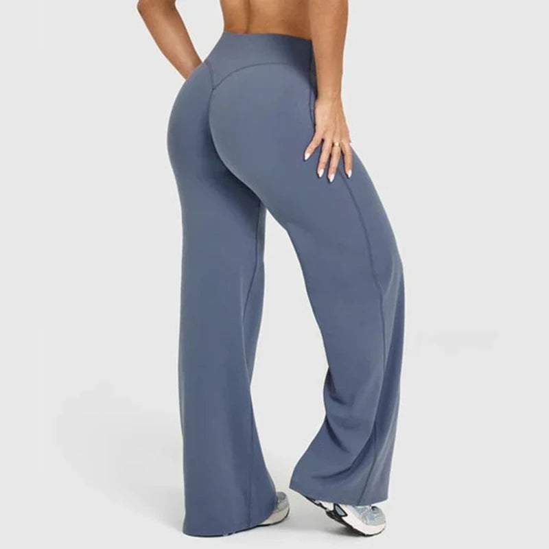 Straight Leg Pants Ultra Soft Butter Fabric Women Mid-Waist Yoga Pants Naked Feel Sports Leggings Pilates Running Sport Trousers ATFH