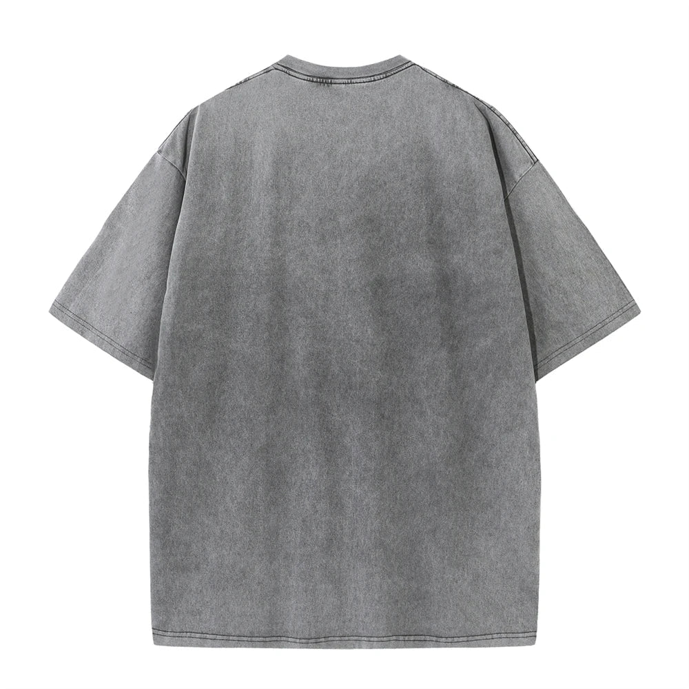 Washed T-Shirt 230G 100Cotton Solid Oversized Loose Fitness Mens Tee Tops Dropped Shoulders Short Sleeve Gym Bodybuilding Shirts ATFH