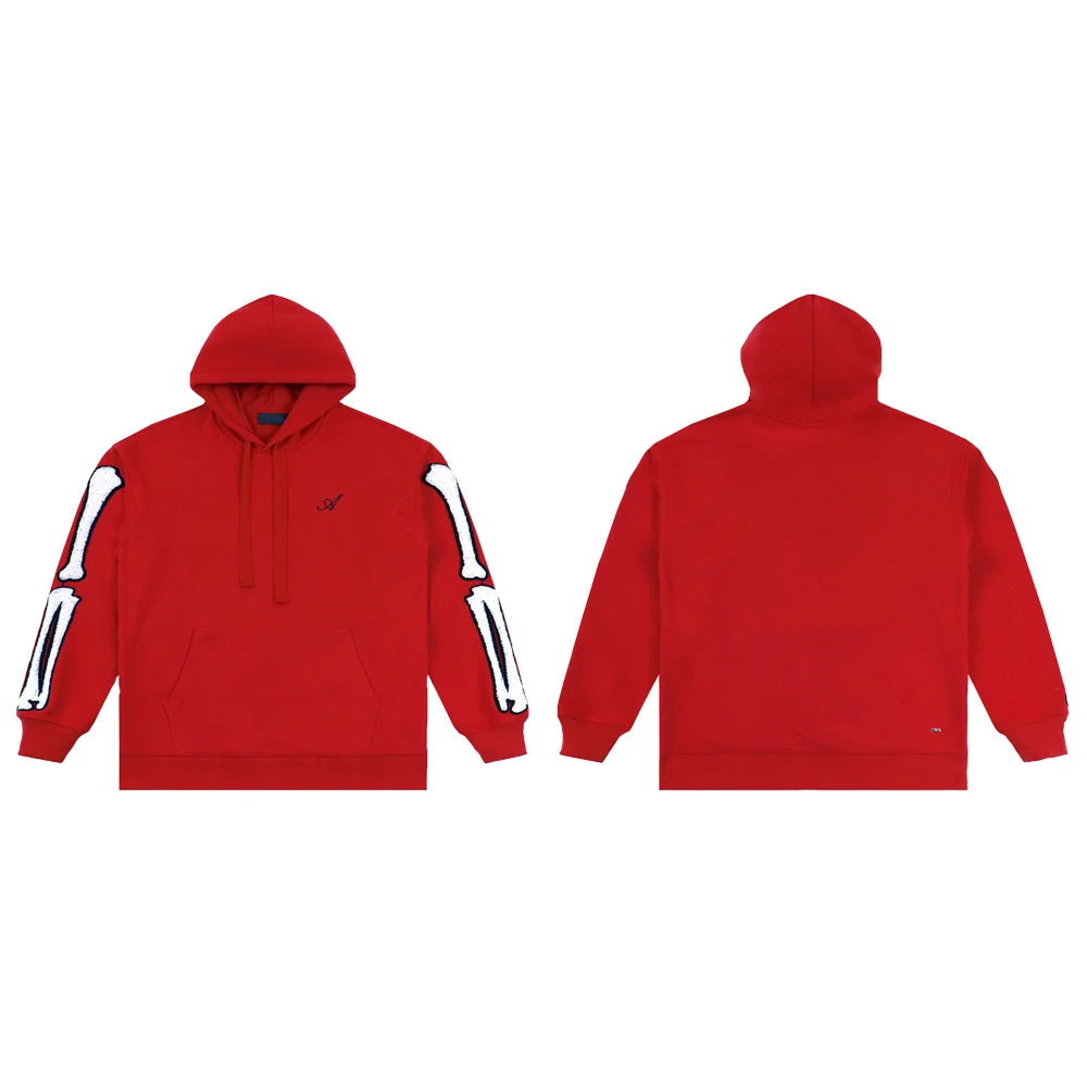 Y2k Clothing Men Oversized Hoodies with Skull Bone Embroidery Streetwear Cotton Hip-hop Street Style Casual Retro Winter Hoodies - ATFH