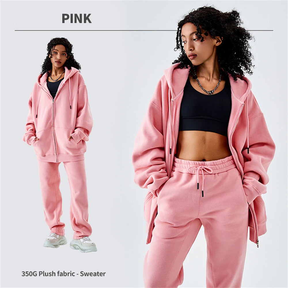 ZODF Basic Winter Men Fleece Zipper Hoodies Unisex Casual Loose 350gsm Warm Solid Hooded Sweatshirts Coats 18 Colors HY0726 - ATFH