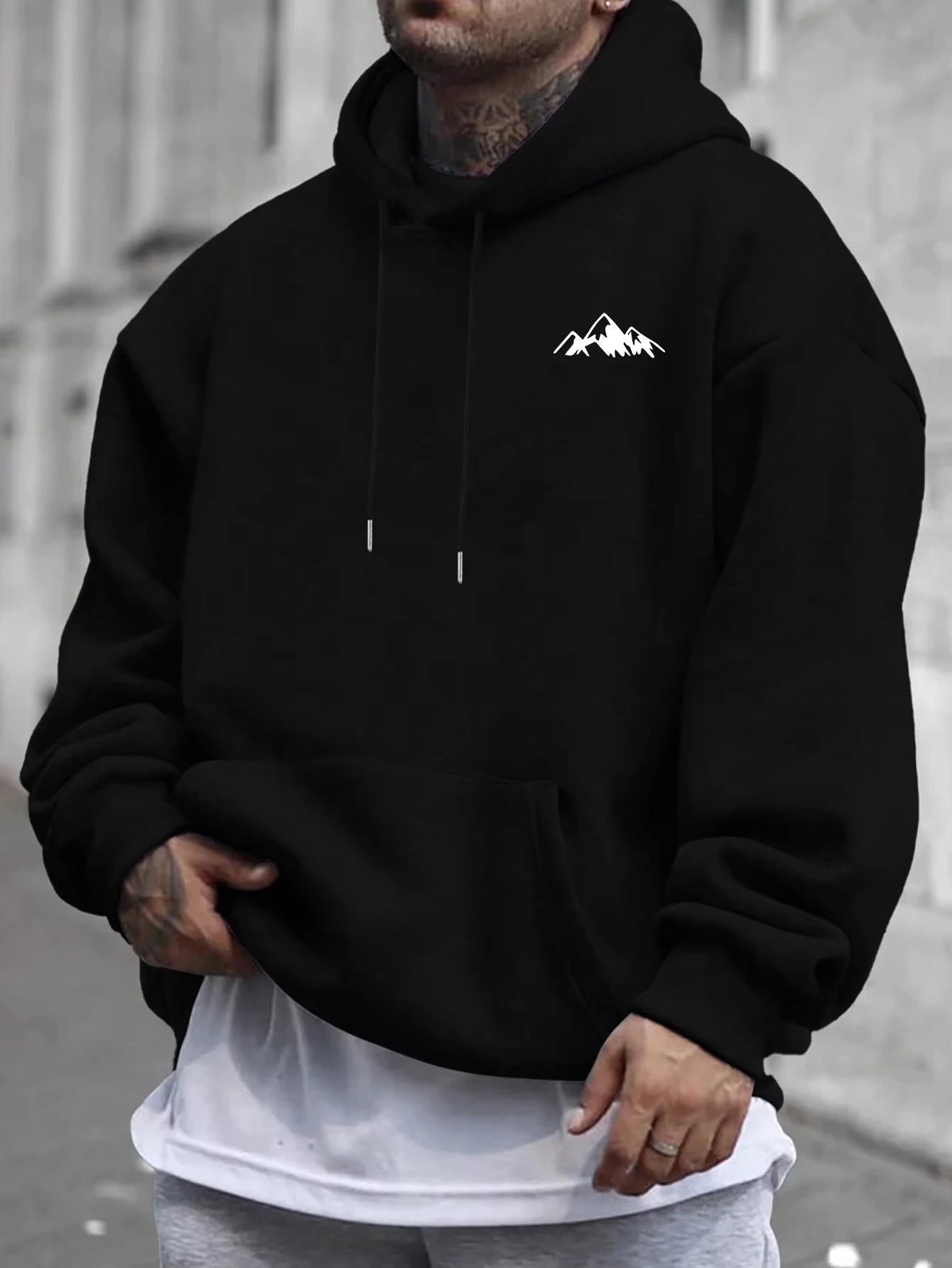 Men'S Casual Pink Hoodie with Fleece Lining Stylish Graphic Long Sleeve Regular Fit Casual Wear Hoodie Front Blend Hoodie - ATFH
