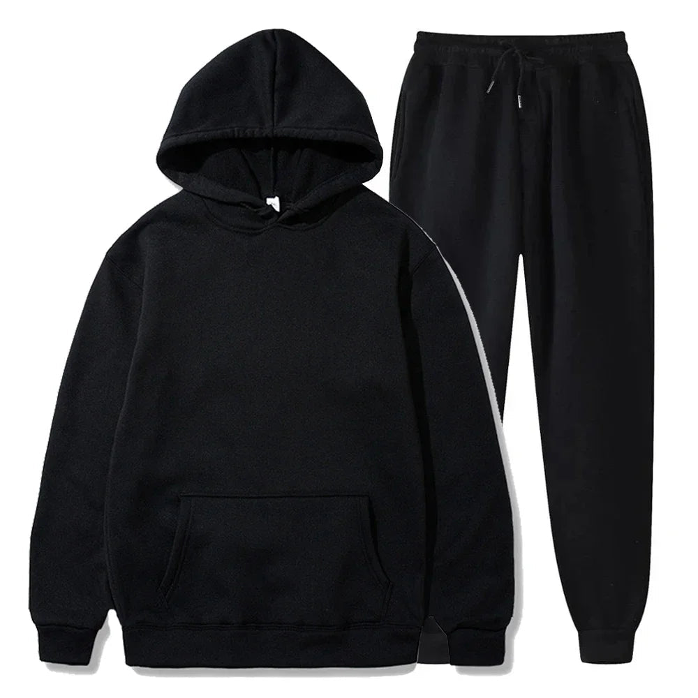 Basic Fleece Hoodies And Sweat Pants Set Men Jogger Set Wholesale Track Suit Sportswear Tracksuits Unisex Ensemble Jogging Homme ATFH