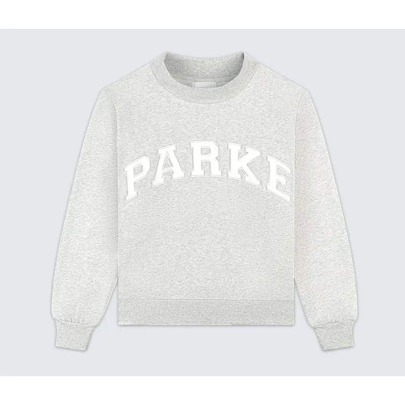 Women Gray Sweatshirts Cotton Letters Embroidery Long Sleeve Stand Collar Ladies Casual Pullover Tops 2026 New Spring Hot Sale - ATFH