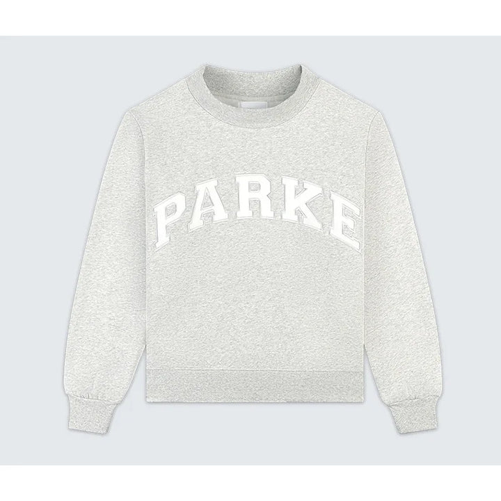 Women Gray Sweatshirts Cotton Letters Embroidery Long Sleeve Stand Collar Ladies Casual Pullover Tops 2026 New Spring Hot Sale - ATFH