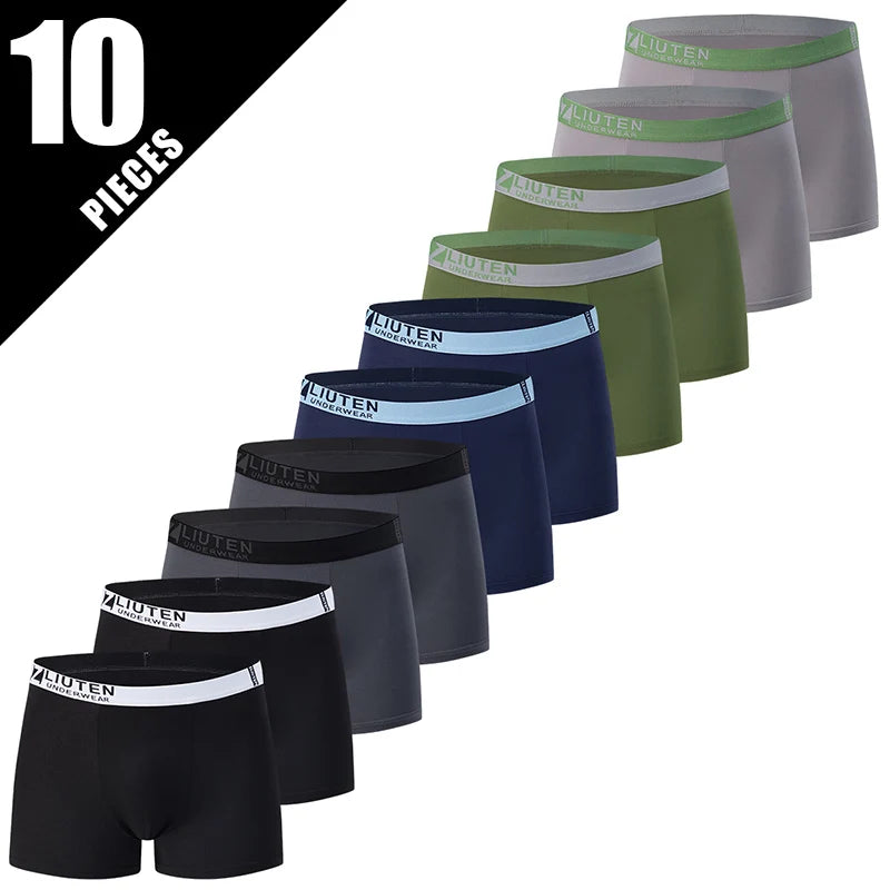 4/10 Piece Set Of Men's Casual And Fashionable Underwear Comfortable Boxer Shorts Youth Plus Size Sports Cycling Elastic Shorts