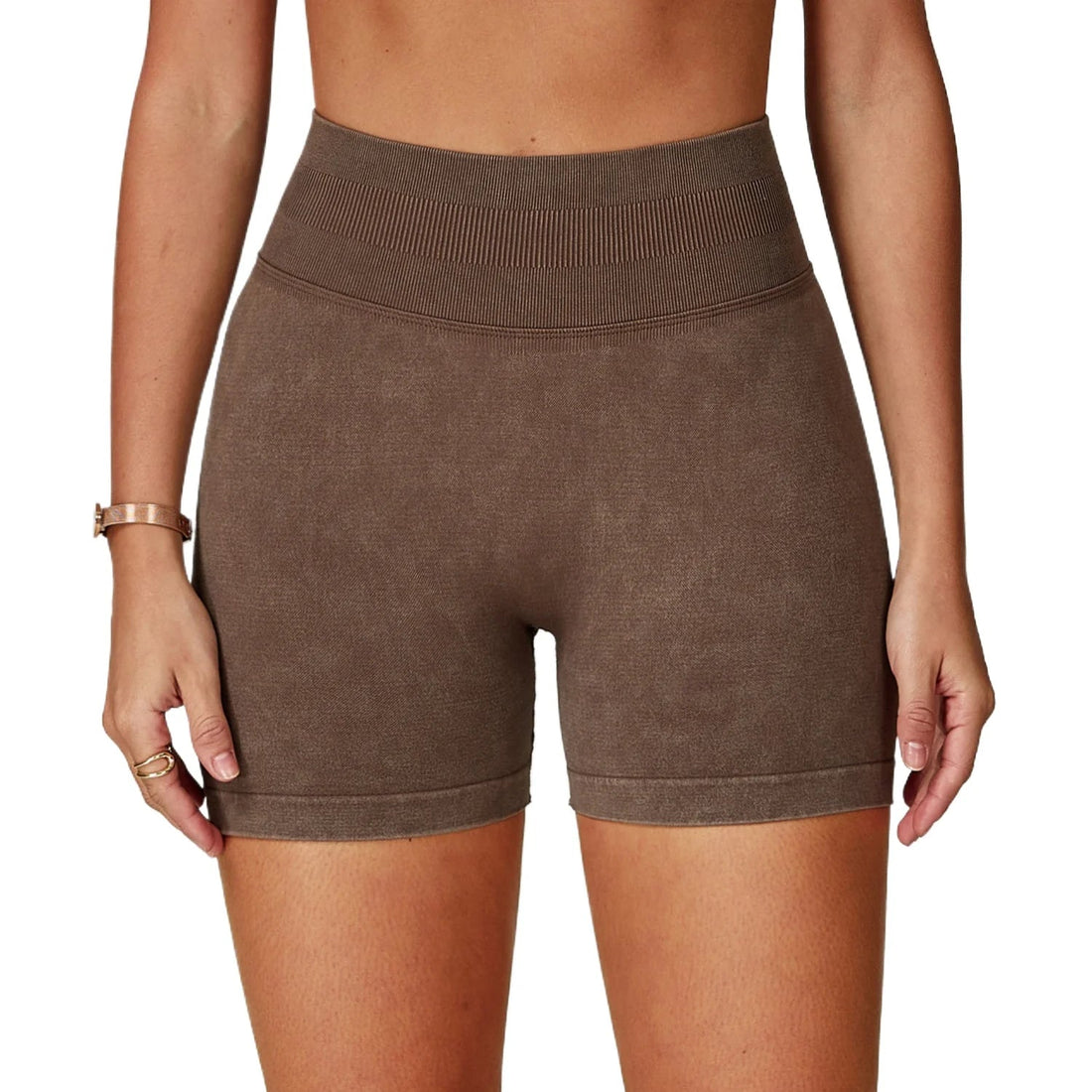 Custom women's seamless sand wash yoga shorts high waist hip lift tight running fitness yoga shorts Tahsi Fashion House