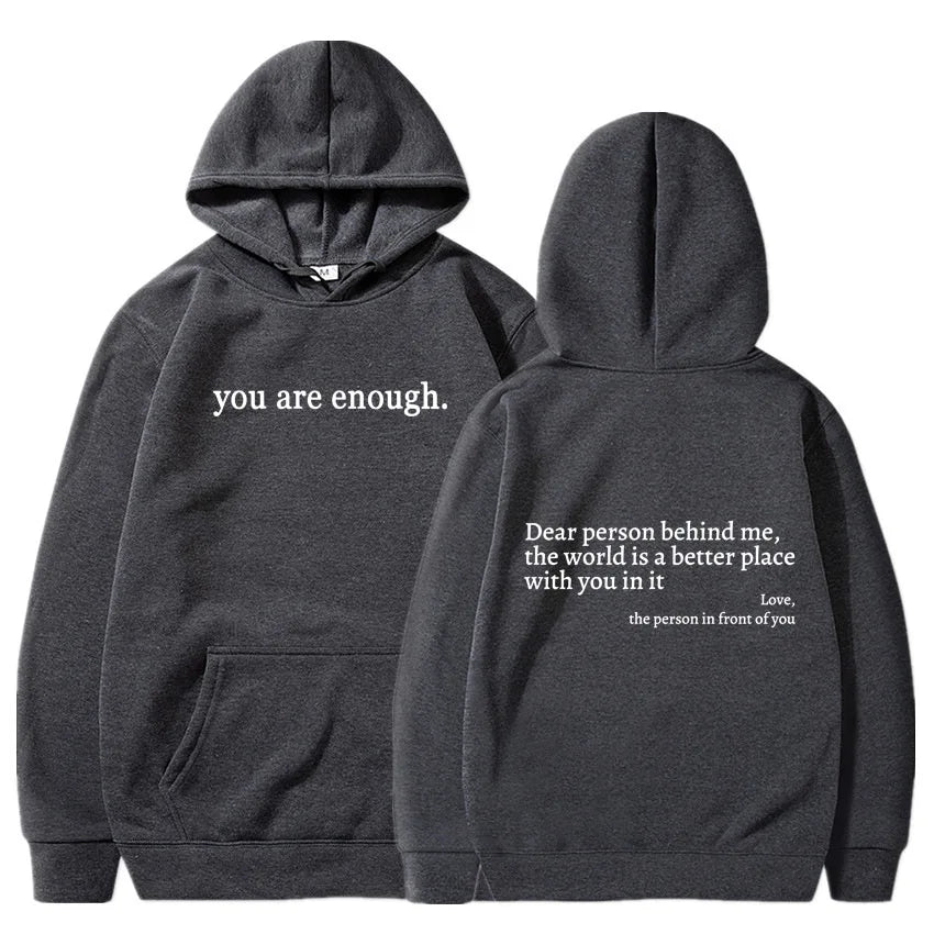 Dear Person Behind Me Men's Kangaroo Pocket Hoodie Classic Retro Women's Back Text Hoodie Neutral Fashion Hoodie Autumn Winter